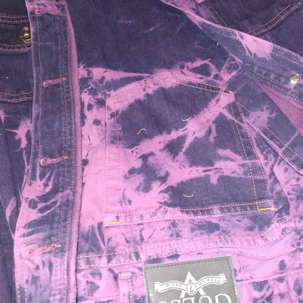 Guess Purple and White Tie Dye Pants Suit with Jacket and Pants XL